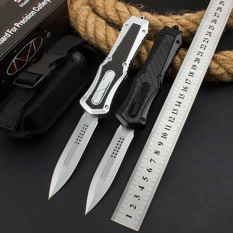 Carbon Fiber Handle Straight Switchblade
