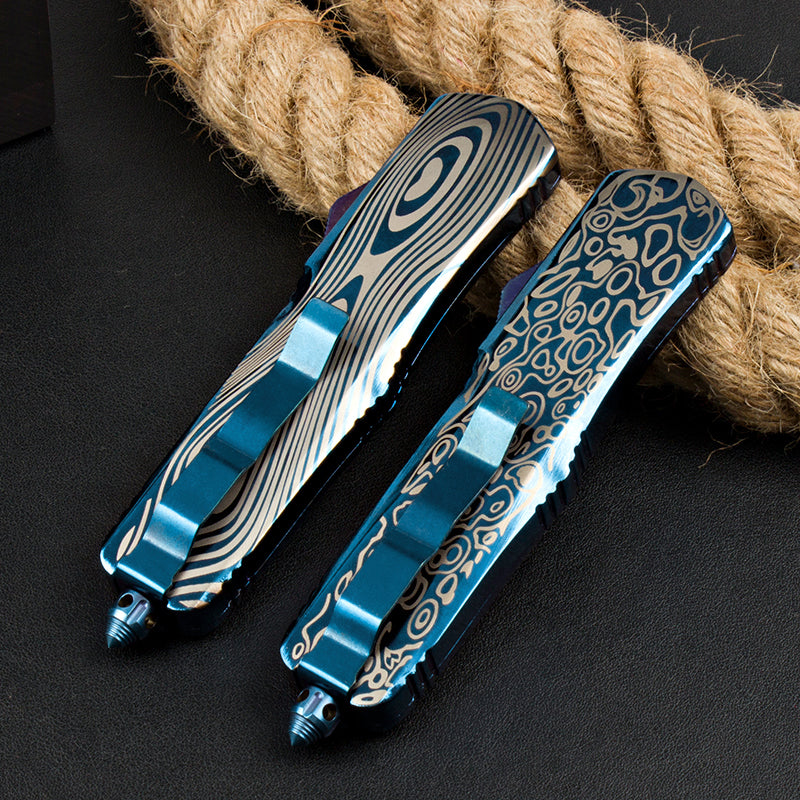 Blue Titanium Gorgosaurus Straight-Out Switchblade