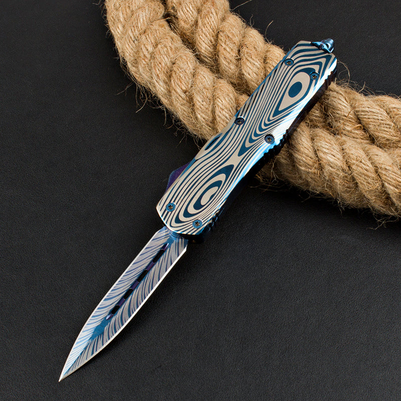 Blue Titanium Gorgosaurus Straight-Out Switchblade