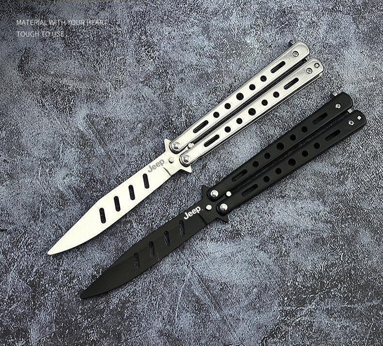 Gravity butterfly knife comb, all-steel folding type for novice practice, unsharpened