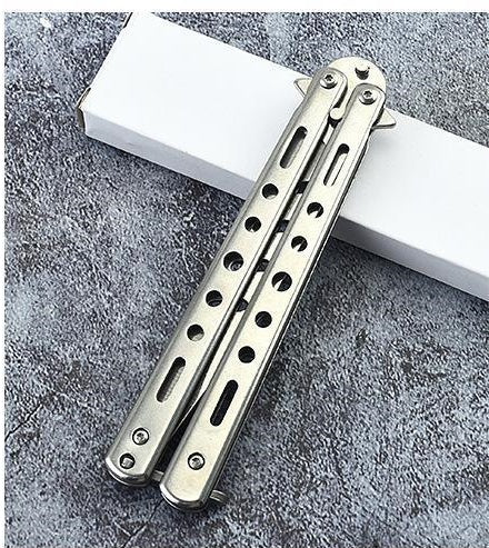 Gravity butterfly knife comb, all-steel folding type for novice practice, unsharpened