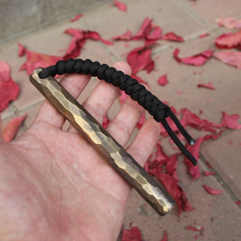 Retro Brass EDC Tool with Hand-polished Stone Pits on The Surface