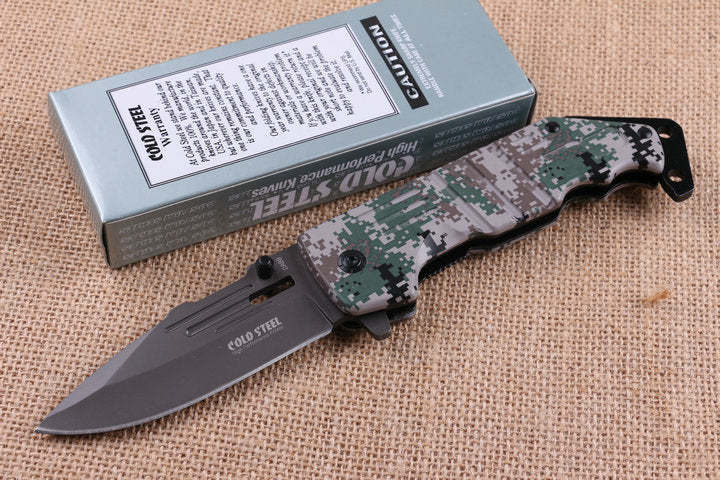 Quick-opening folding knife with camouflage handle