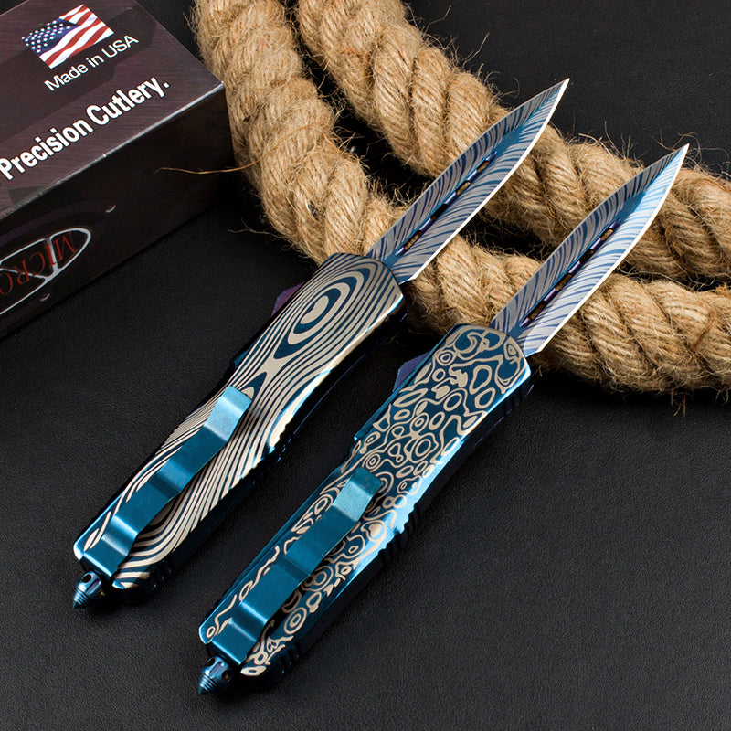 Blue Titanium Gorgosaurus Straight-Out Switchblade