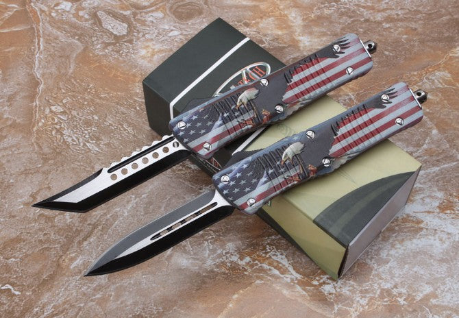 Clad Eagle Whistle Straight Jump Spring Knife