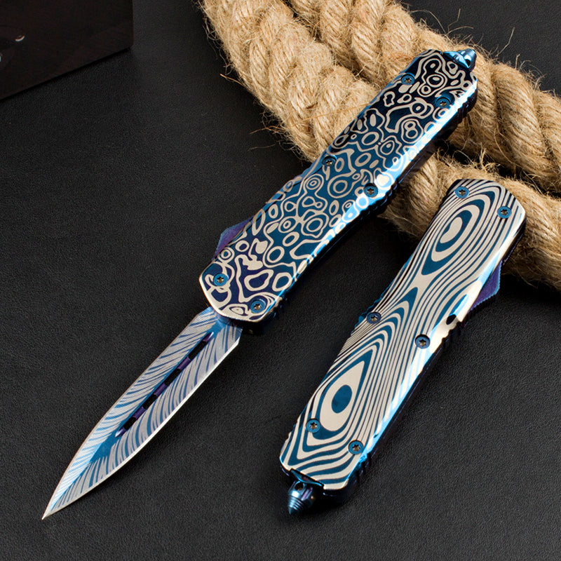 Blue Titanium Gorgosaurus Straight-Out Switchblade
