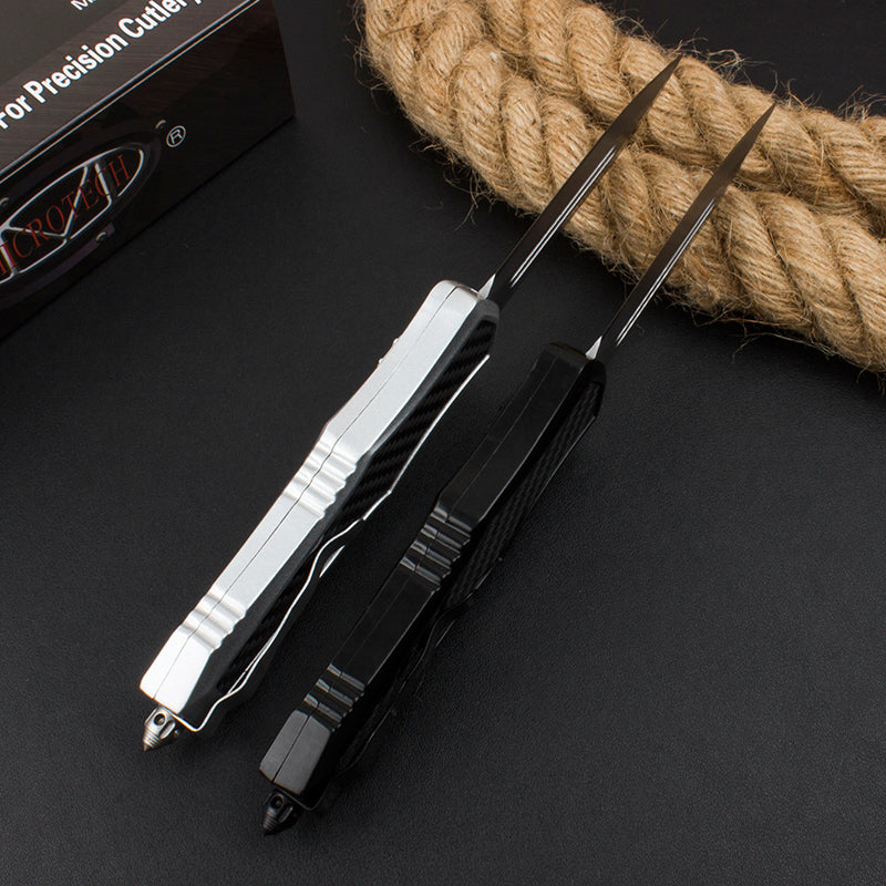 Carbon Fiber Handle Straight Switchblade