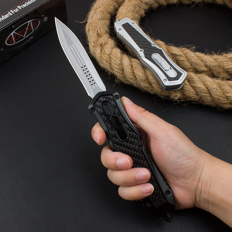 Carbon Fiber Handle Straight Switchblade