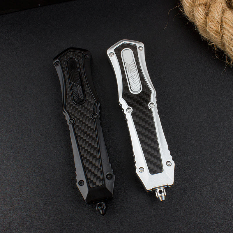 Carbon Fiber Handle Straight Switchblade