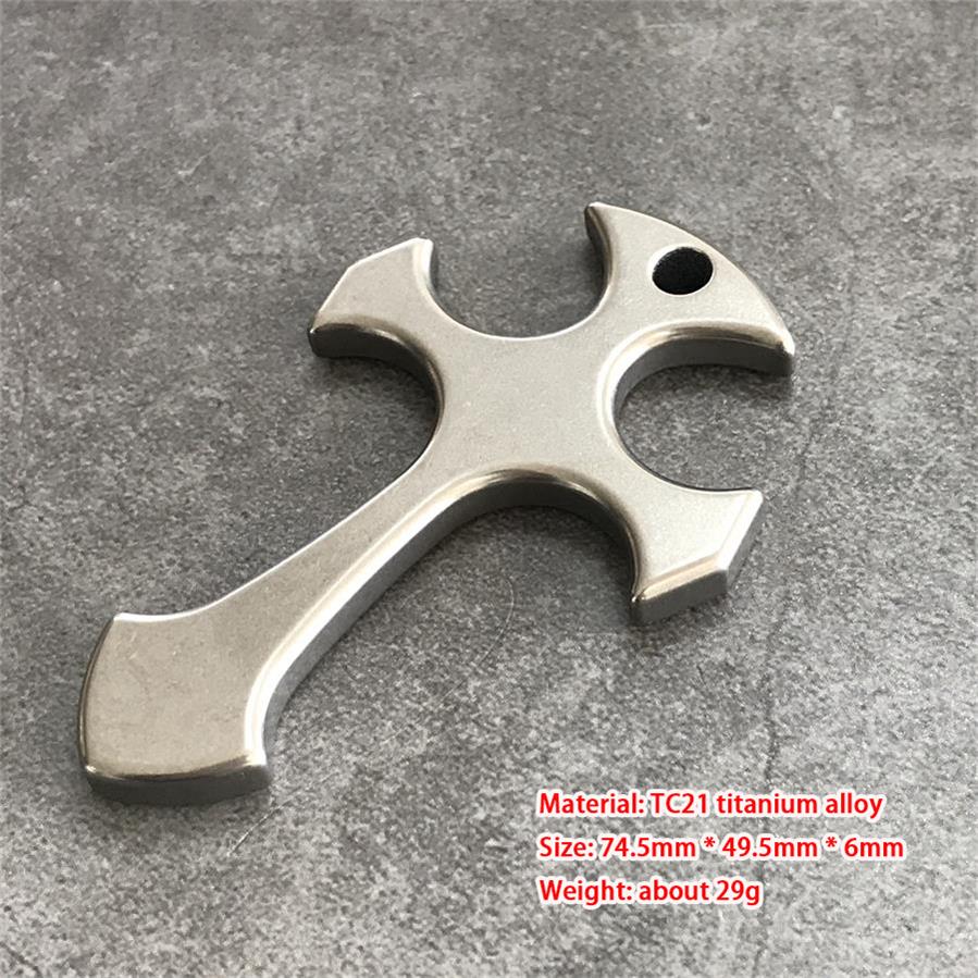 Cross Titanium Knuckle Duster Self-defense Window Breaking EDC Tool
