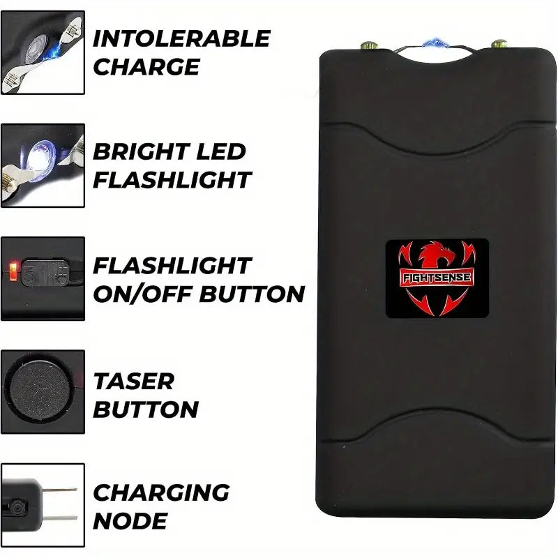 SelfDefense Kit 1/2oz Pepper Spray amp; Mini Stun Gun for Men amp; Women, 25 Burst, 12 Foot Range, 1.60 C Painful Charge, LED Flashlight, Safety Switch