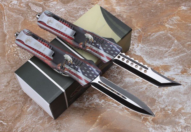 Clad Eagle Whistle Straight Jump Spring Knife