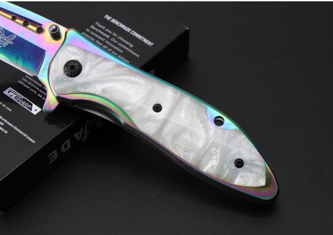 Color titanium quick-opening folding knife