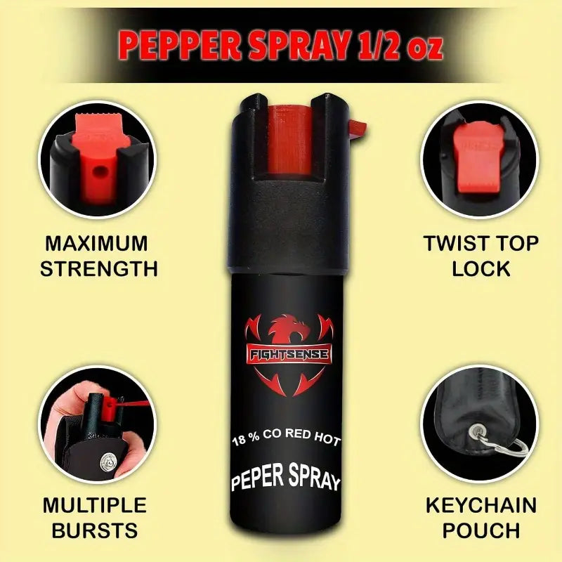SelfDefense Kit 1/2oz Pepper Spray amp; Mini Stun Gun for Men amp; Women, 25 Burst, 12 Foot Range, 1.60 C Painful Charge, LED Flashlight, Safety Switch
