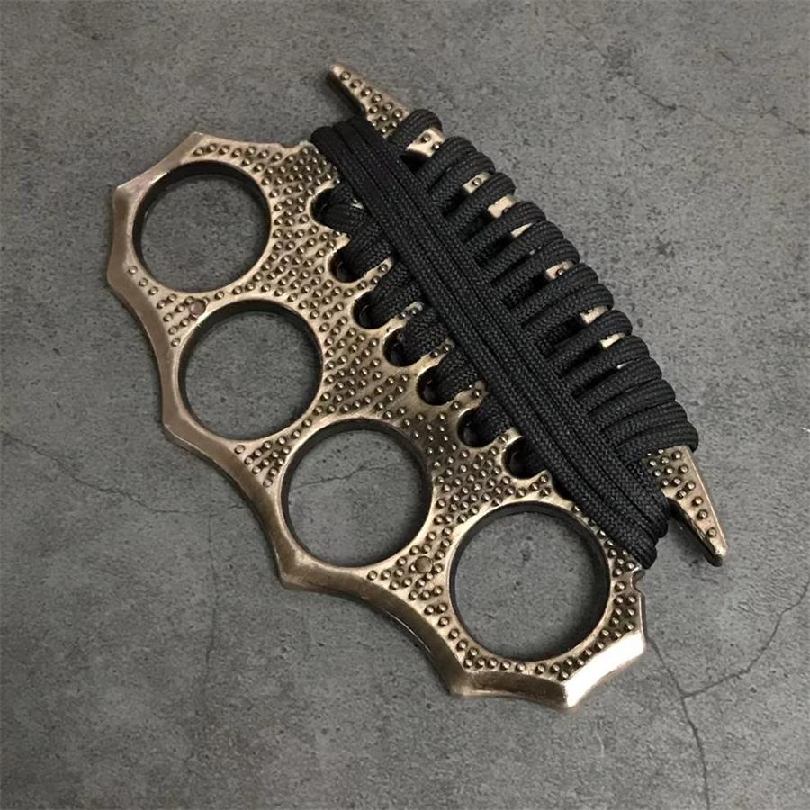 Outdoor self-defense metal brass knuckles duster four-finger hand buckle fitness training boxing finger buckle knuckle fist buckle defense broken window protective gear