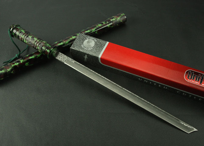 United Camouflage Imitated Damascus Baton Knife