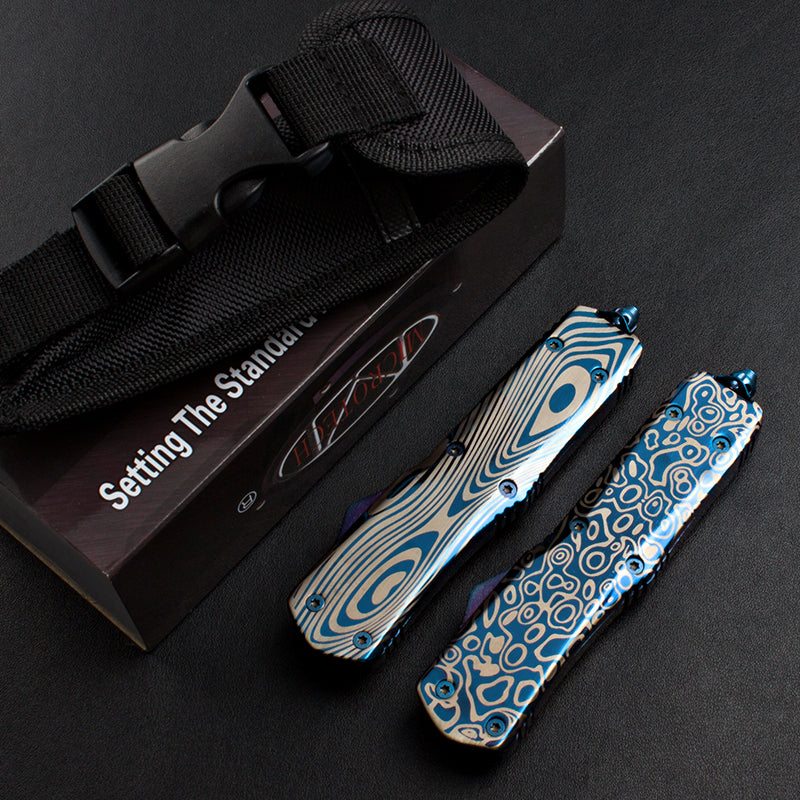 Blue Titanium Gorgosaurus Straight-Out Switchblade