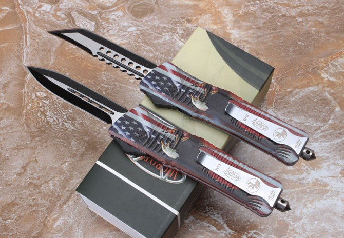 Clad Eagle Whistle Straight Jump Spring Knife