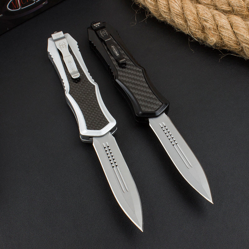 Carbon Fiber Handle Straight Switchblade