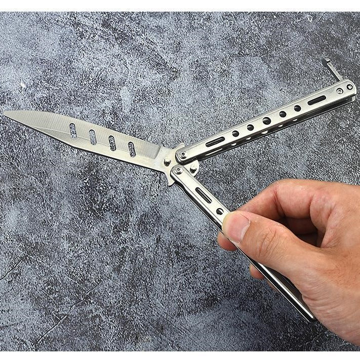 Gravity butterfly knife comb, all-steel folding type for novice practice, unsharpened