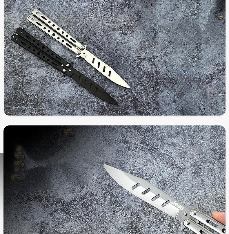 Gravity butterfly knife comb, all-steel folding type for novice practice, unsharpened