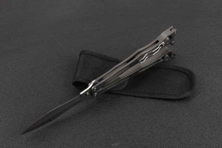 Legless butterfly knife with straight blade