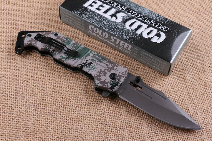 Quick-opening folding knife with camouflage handle