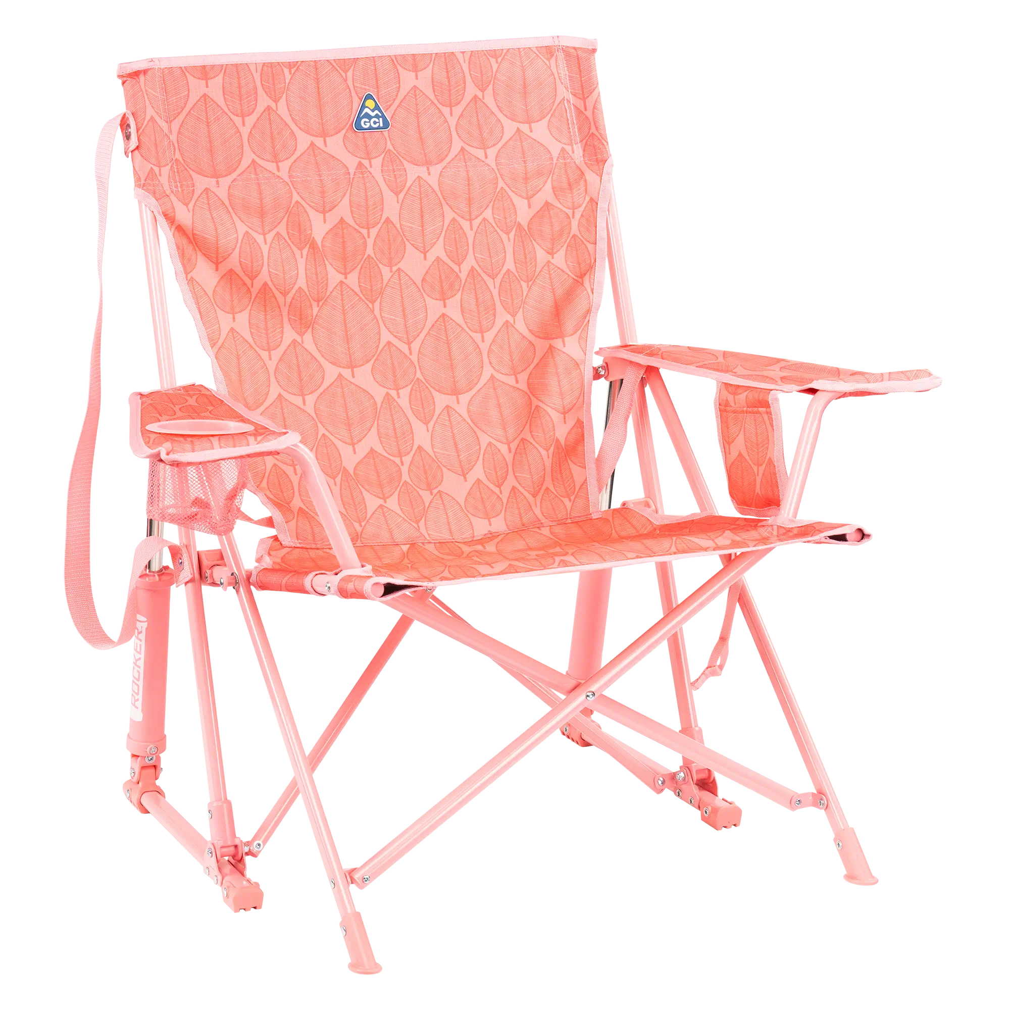 Kickback Rocker, Soft Pink Leaf, Front Left Angled
