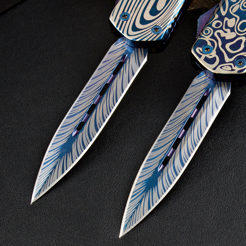 Blue Titanium Gorgosaurus Straight-Out Switchblade