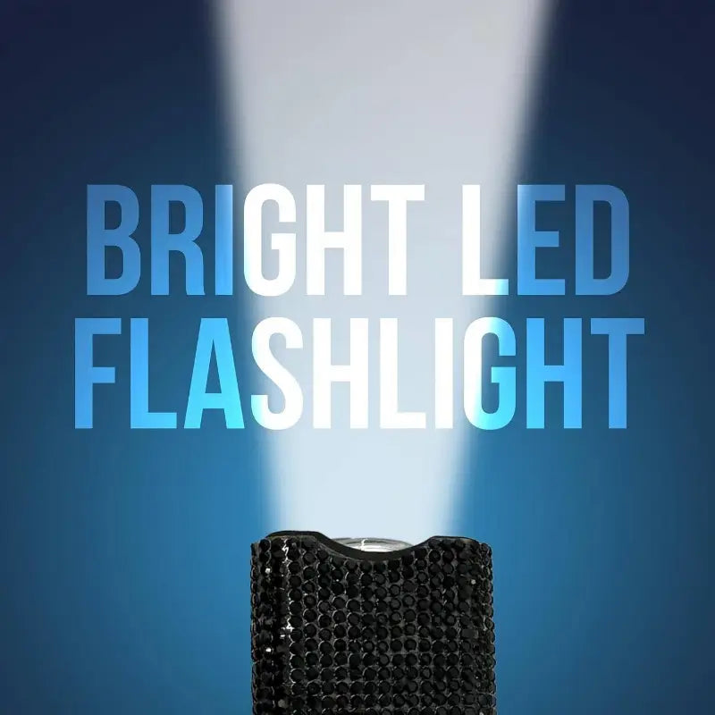 Rechargeable Stun Gun with Rhinestone Grip, Holster and Keyring, Specially Designed for Women's Self-Protection and Personal Safety.