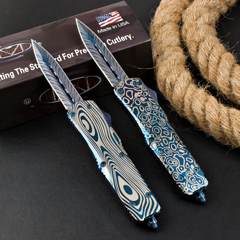 Blue Titanium Gorgosaurus Straight-Out Switchblade