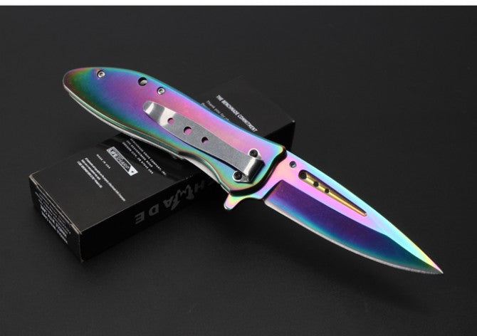 Color titanium quick-opening folding knife