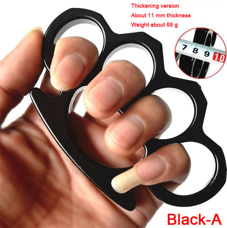 Thickened Metal Brass Knuckles Duster Four Fingers Fist Buckle Camping Broken Window Defense Boxing Finger Ring Life-saving EDC Tools
