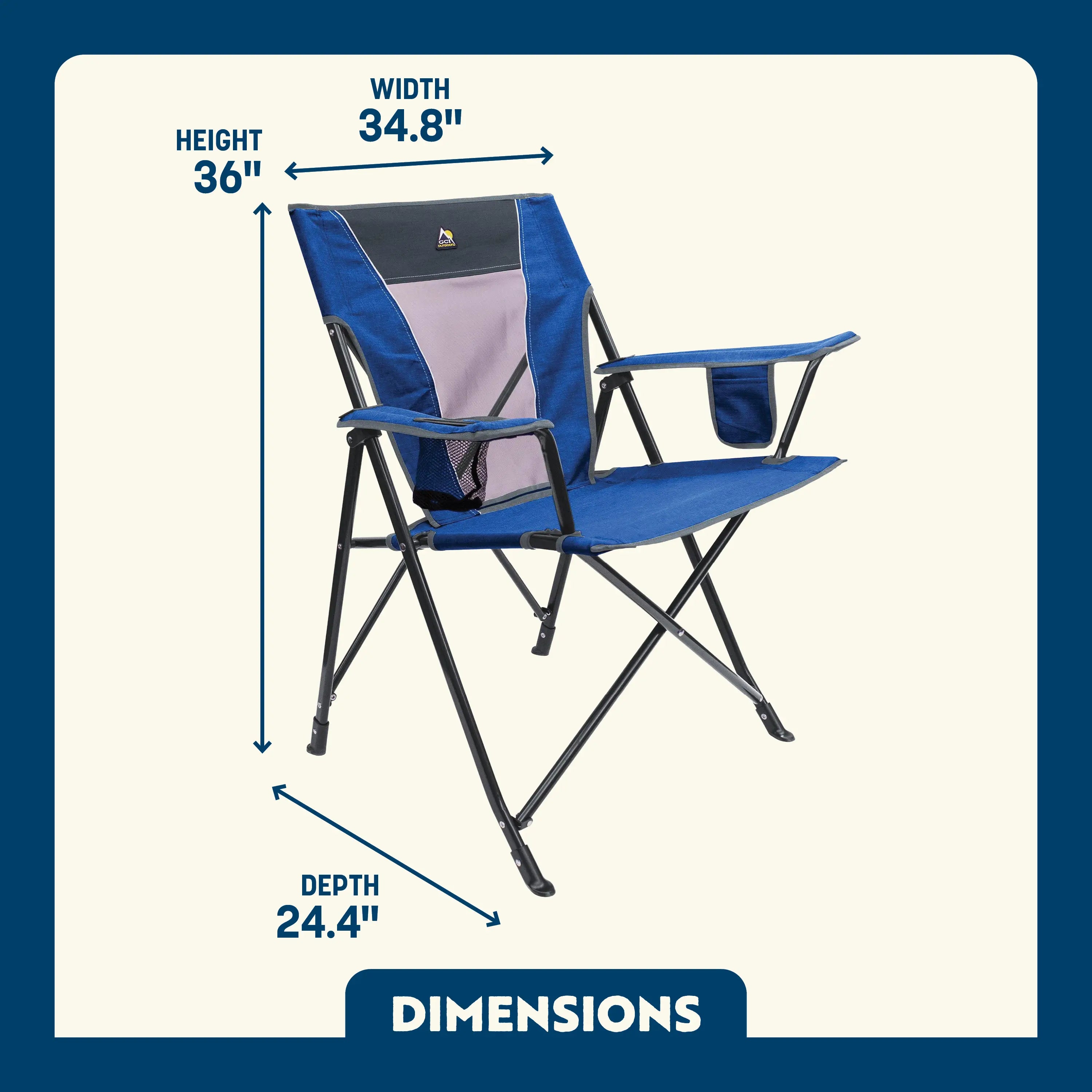Heathered Royal Comfort Pro Chair dimensions overview.