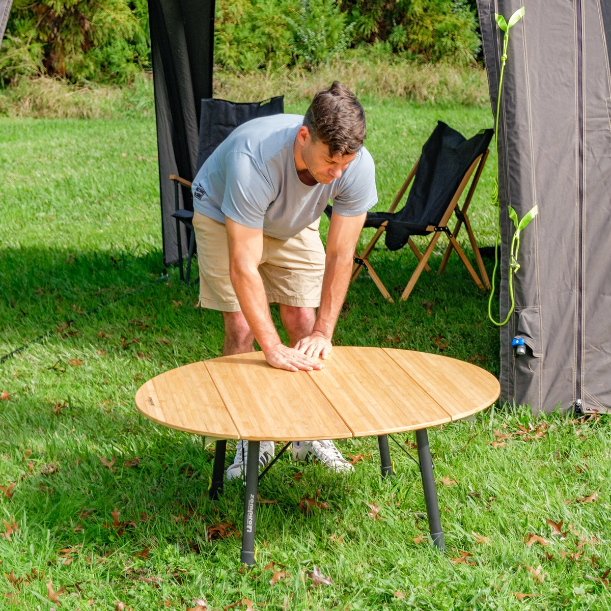 Zempire Kitpac Pro Round Bamboo Camp Table