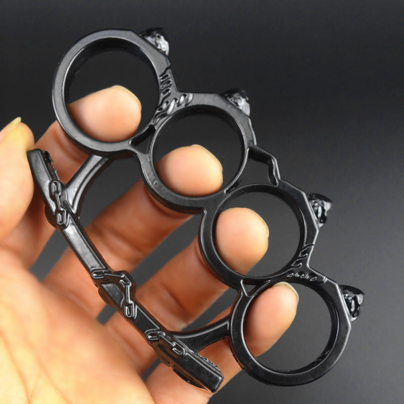 Small Bun Knuckle Duster Protection Hand Buckle Fist Buckle Four Fingers Defense Boxing Fitness Combat Broken Window Tools