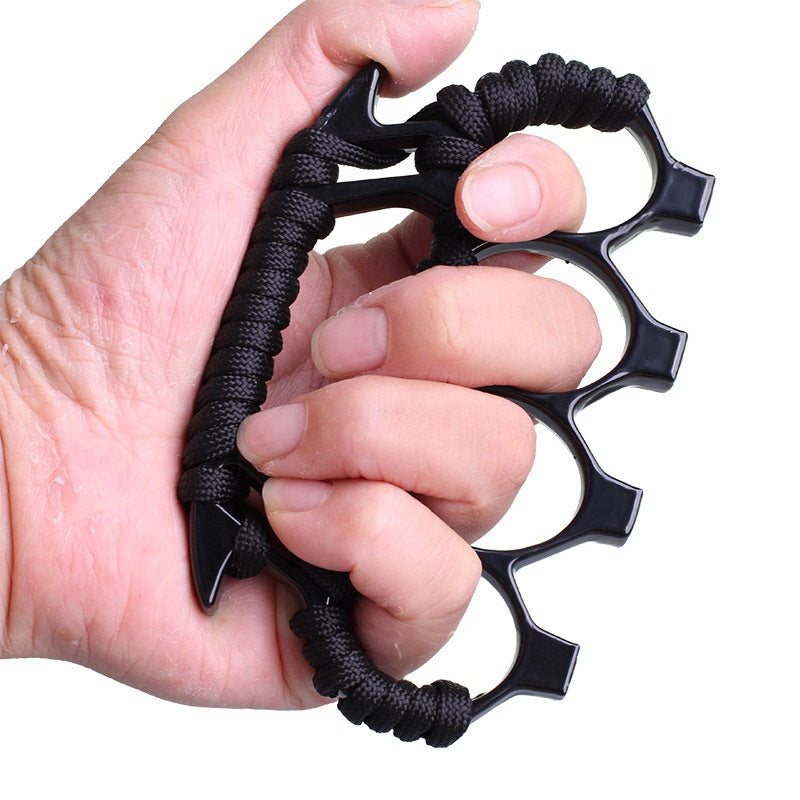 Strong Metal Brass Knuckle Duster With rope Four Finger Tiger Fingers Outdoor Camping Safety-defend Pocket Backpack EDC Tool