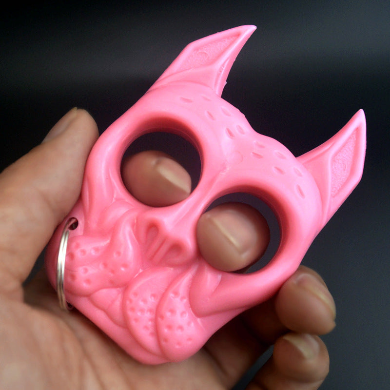 Creative Hard Knuckle Duster Two Finger Dog Fist Fob Keychain Bulldog Women's Defense Backpack Pendant Decoration