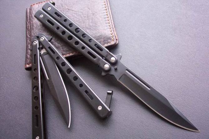 All-steel Cool Black Butterfly Folding Knife