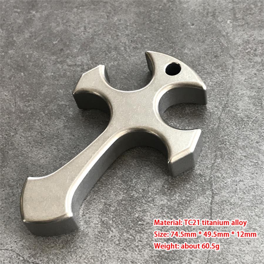 Cross Titanium Knuckle Duster Self-defense Window Breaking EDC Tool