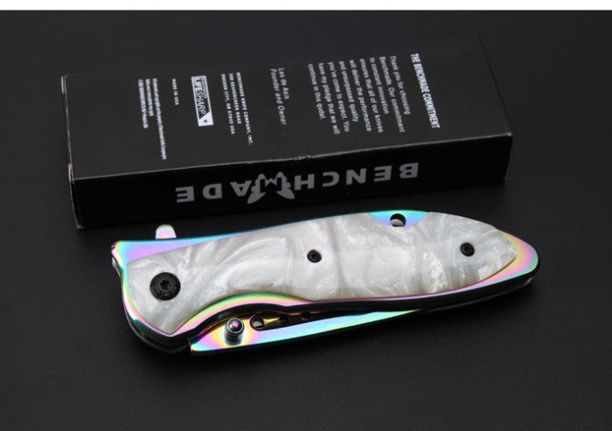 Color titanium quick-opening folding knife